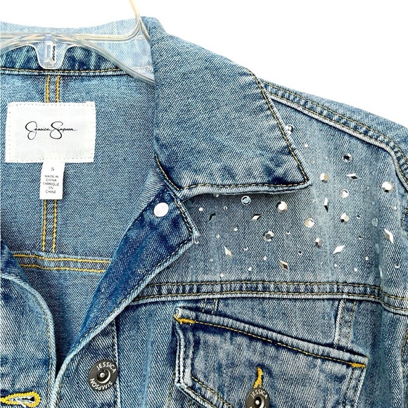 Jessica Simpson rhinestone detail jean jacket. Size S - Picture 4 of 7